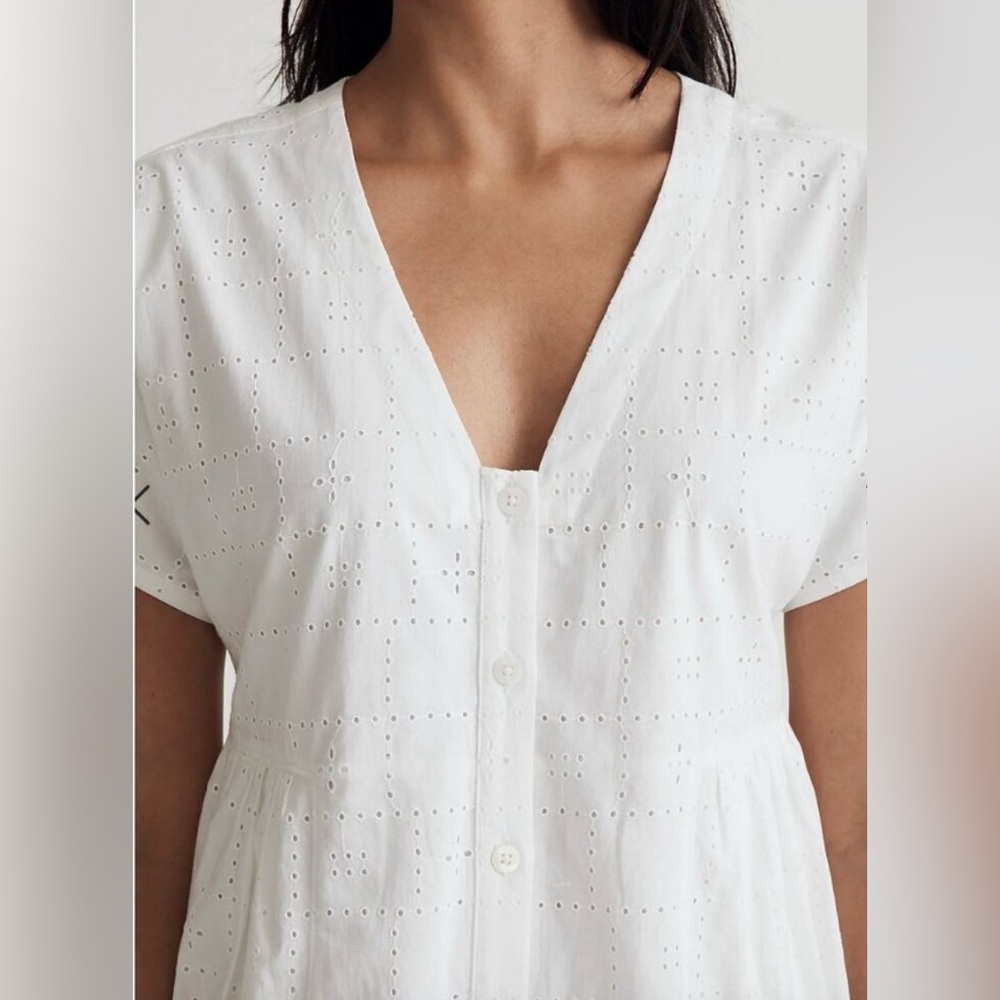 Madewell White Eyelet Button-Down Dress mini